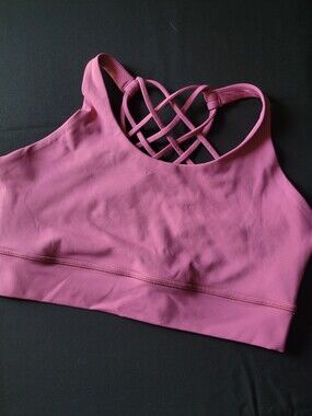 Vital Apparel Pink Strappy Sports Bra Size M